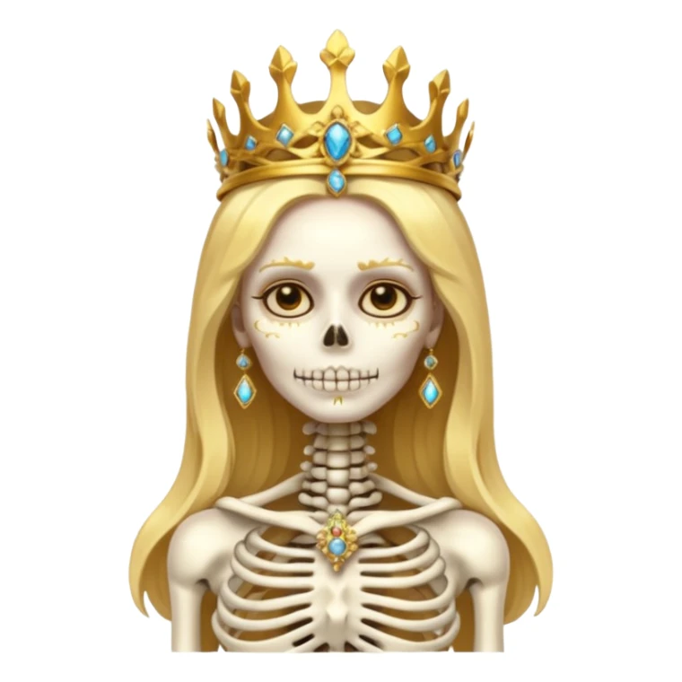 goddess skeleton, regal pose, ornate jewelry, ancient ruins background, divine light sticker