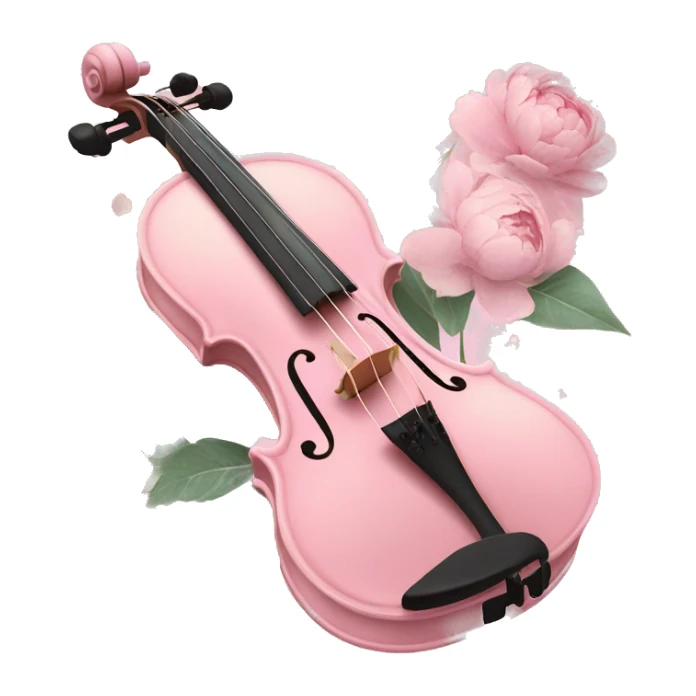 soft pastel pink violin with peonies and glitter sticker