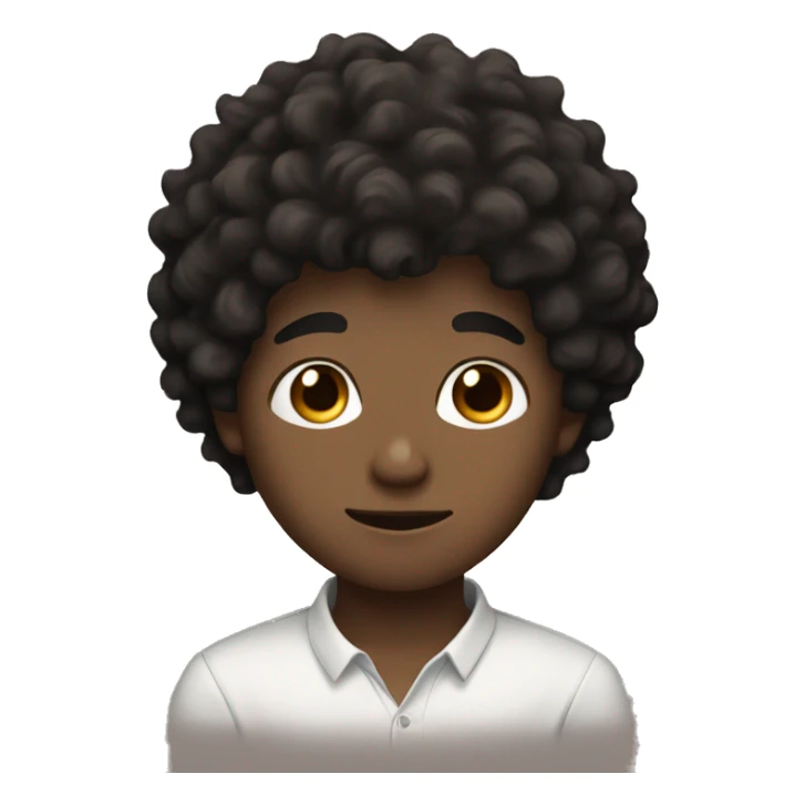 light brown eyed boy with black wavy fluffy hair  sticker