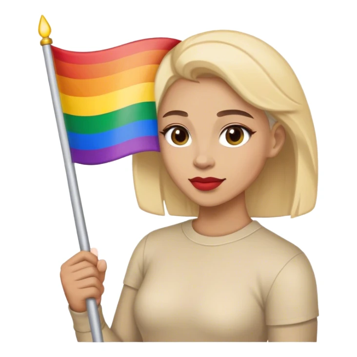 woman with lgbt flag sticker