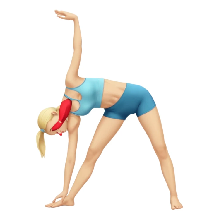 Nude woman, thin blonde, C Cup, Uttanasana sticker