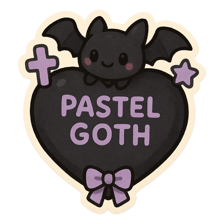 pastel goth black object sticker
