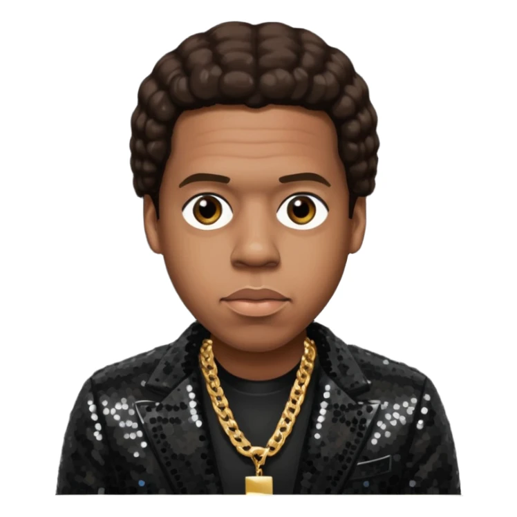 Jay-Z with dark brown hair, black sequin outfit sticker
