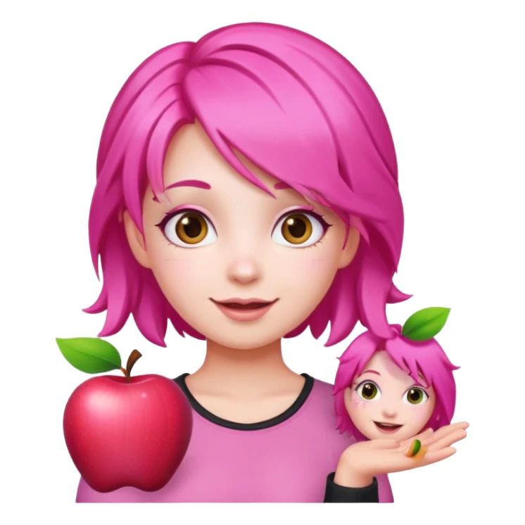 cute pink girl with cheerful pose. apple emoji style sticker