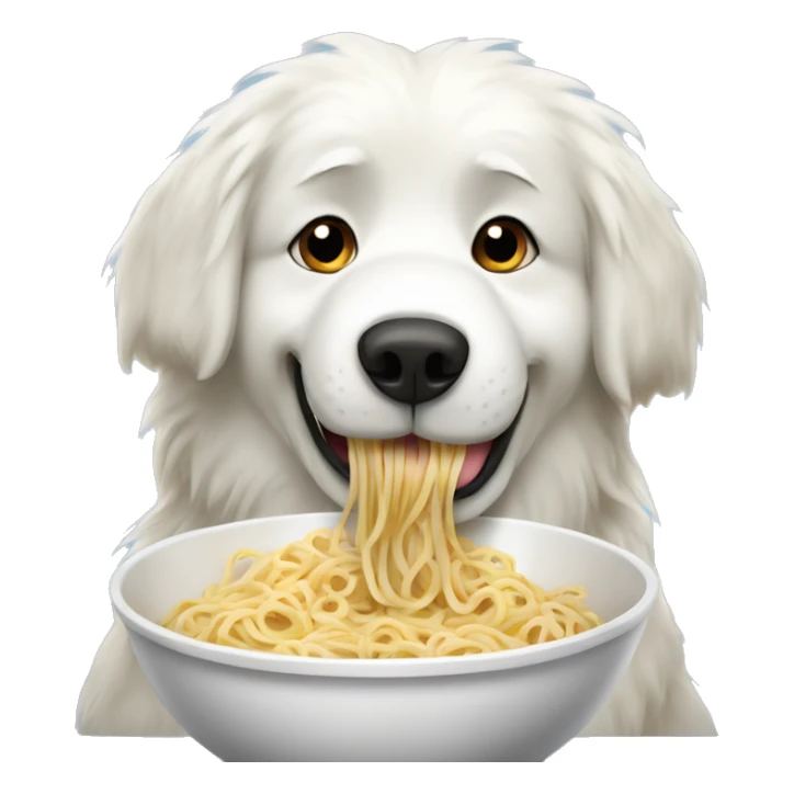 Great Pyrenees eating a Bowl of Noodles slurping noodle sticker