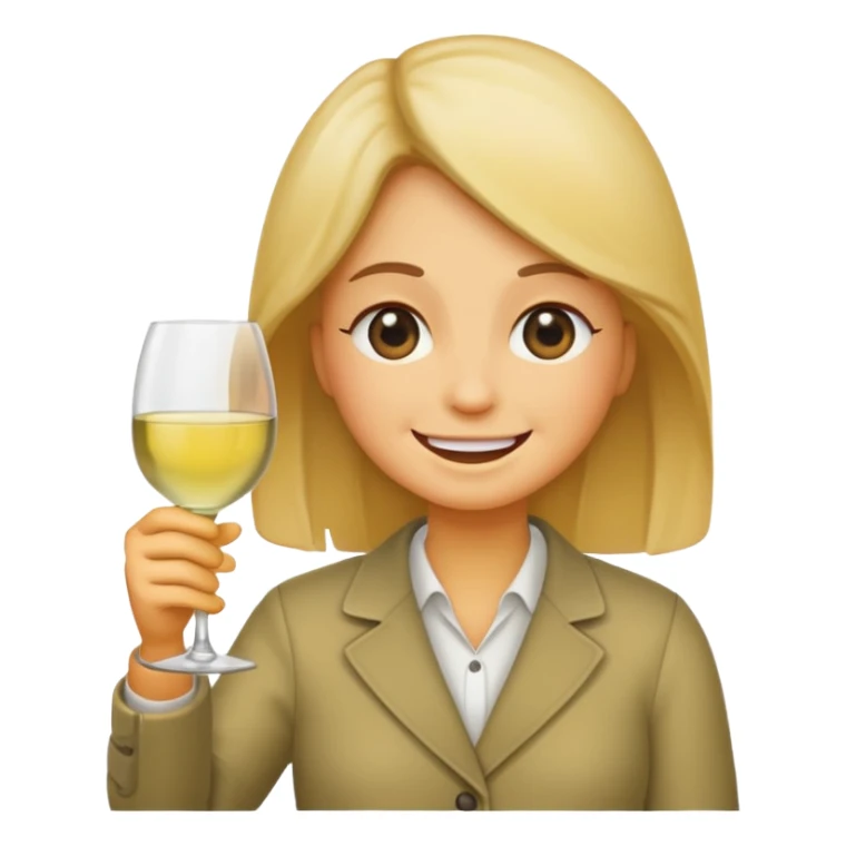 Smiling face emoji (not a person), blushing, holding white wine  sticker