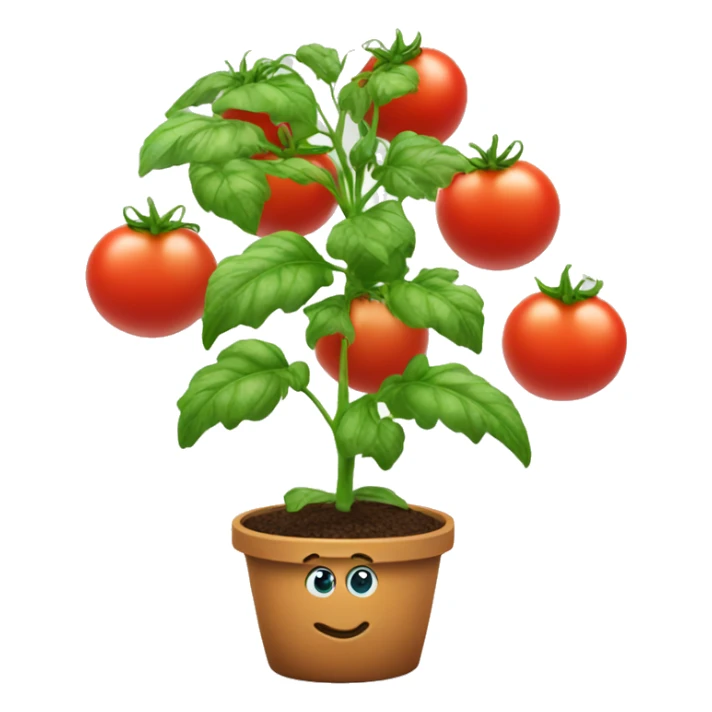 cute tomato plant with eyes and a smile sticker