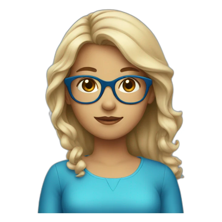 girl wearing a blue dress and glasses sticker