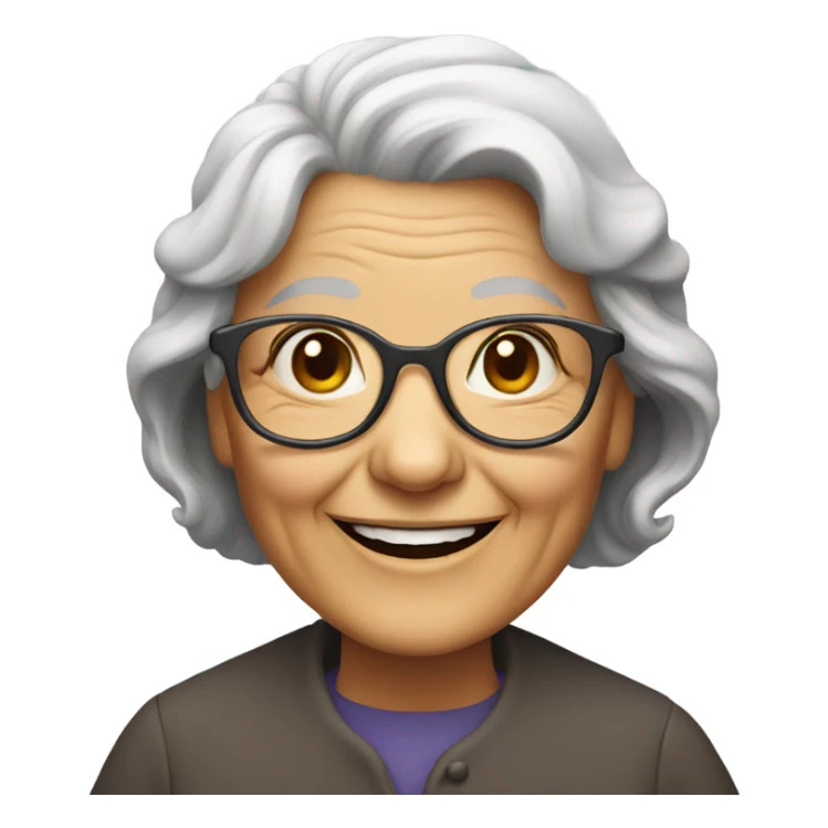 smiling old woman with glasses sticker