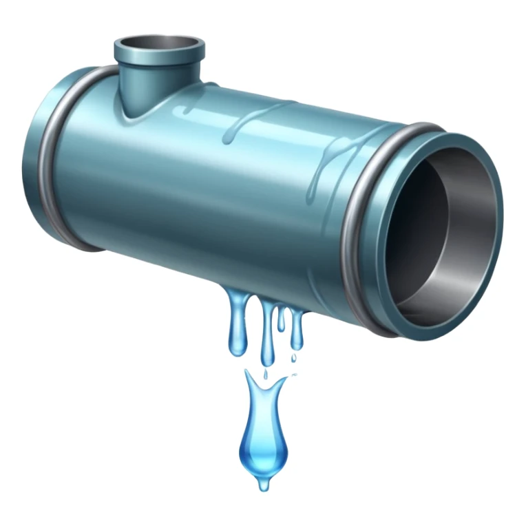 sewer steel shiny pipe with leaking water  sticker