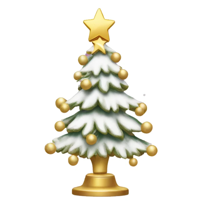 Girlie Christmas tree with snow and pink ornaments and a gold tree topper sticker