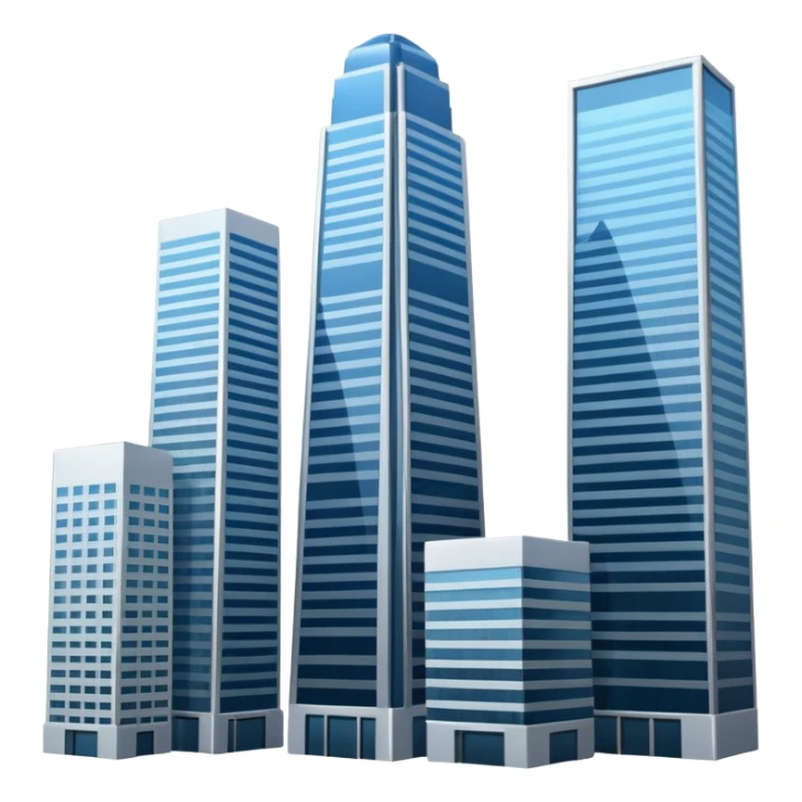 generate a realistic skyscraper and several smaller ones nearby sticker