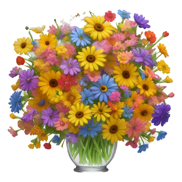 1000 colorful flowers in a clear vase sticker