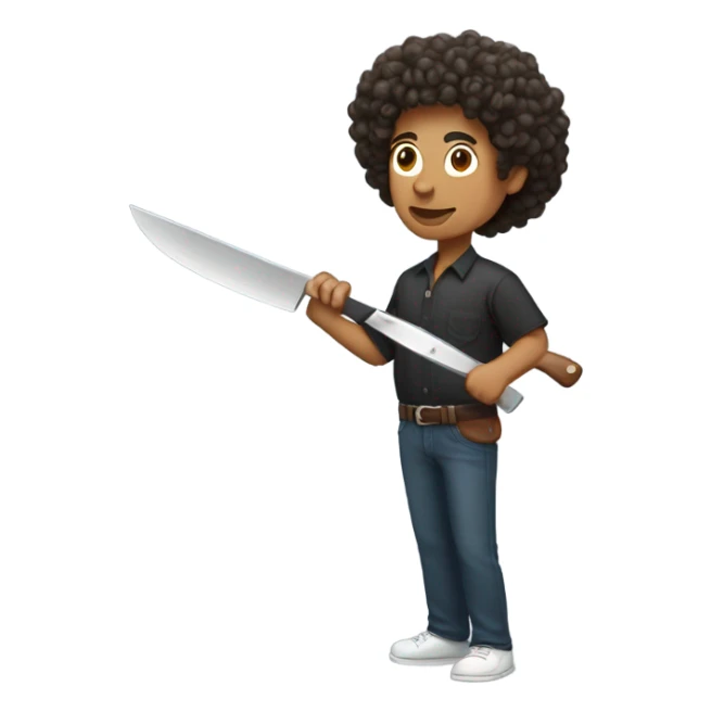 Mexican with curly hair chopping pork sticker