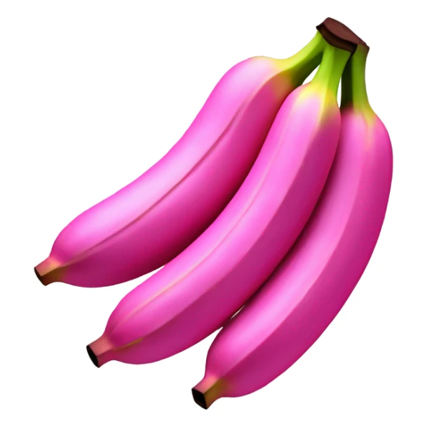 Realistic 3 large Hot pink bananas with glitter no yellow sticker