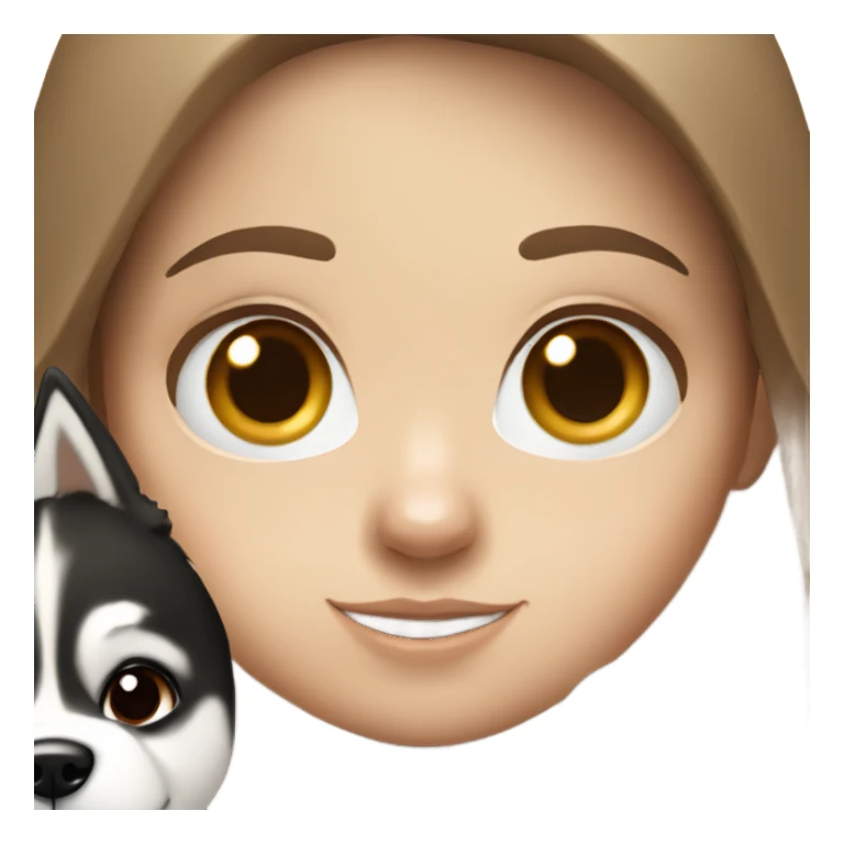 white girl with brown hair and a black and white husky  sticker