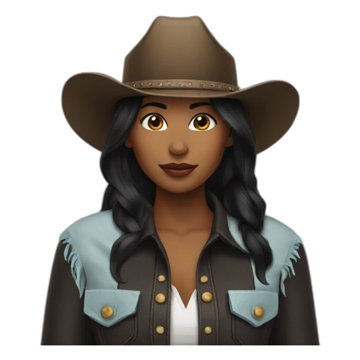 cowgirl black straight hair sticker