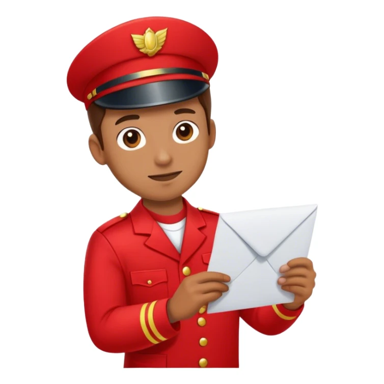 mailman in red uniform holding letter sticker