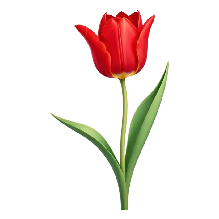​Cinematic Realistic Tulip, depicted as a single, exquisitely detailed bloom with vibrant red petals and a delicate stem, softly illuminated by natural light that highlights its graceful beauty and elegant form, sticker