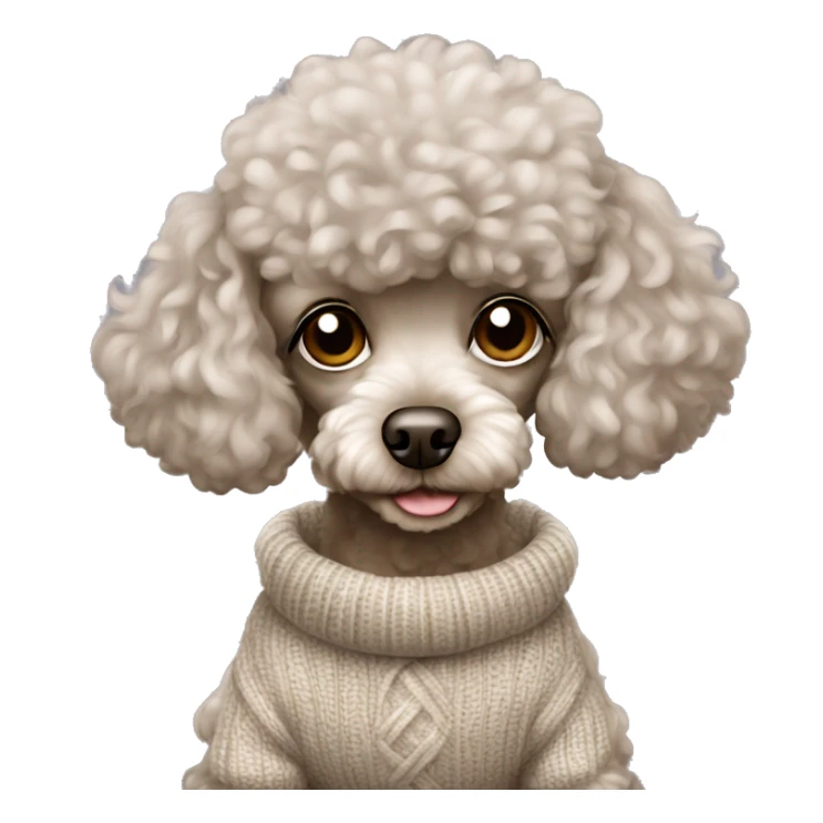 Tired silver beige toy poodle with a sweater sticker