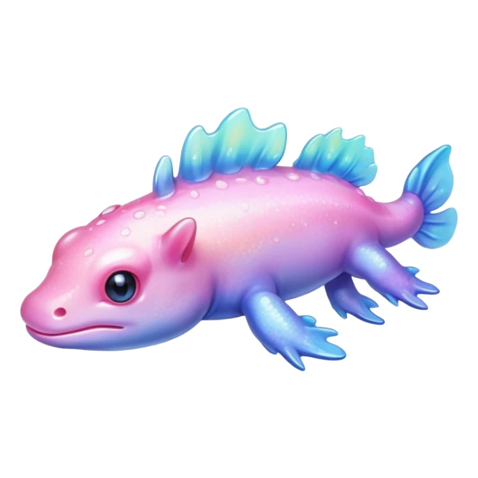 Sparkly glossy Pastel iridescent axolotl sticker