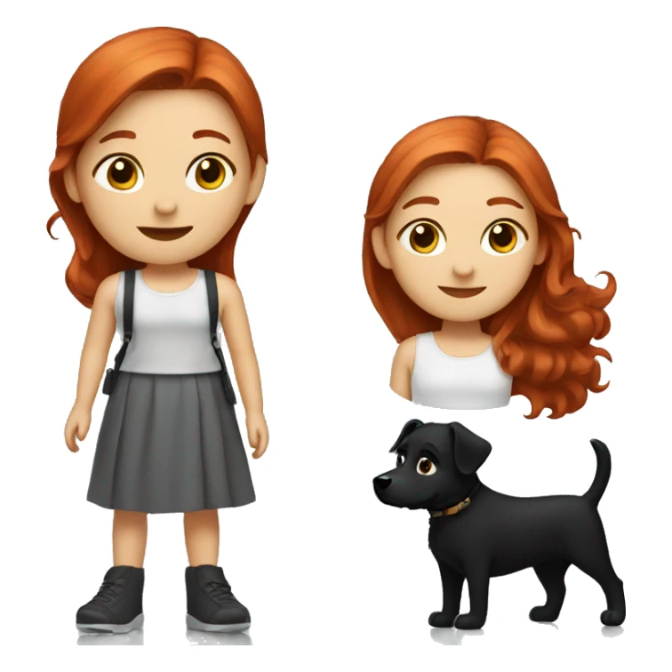 redhead girl with a black dog sticker