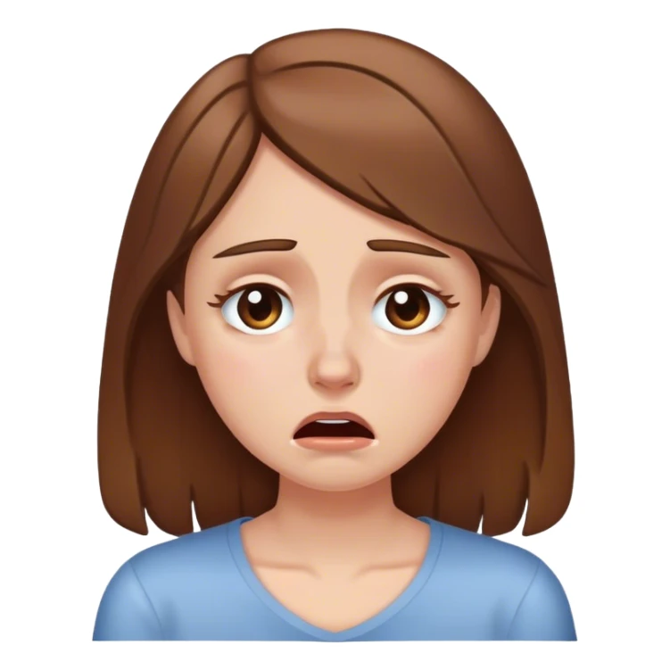 A white girl with brown hair, crying sticker
