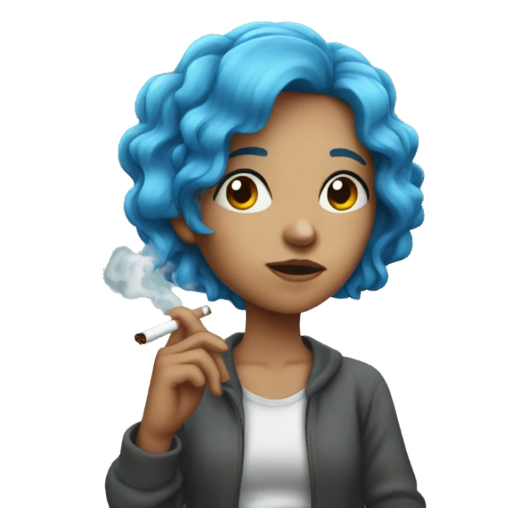 blue haired girl smoking sticker