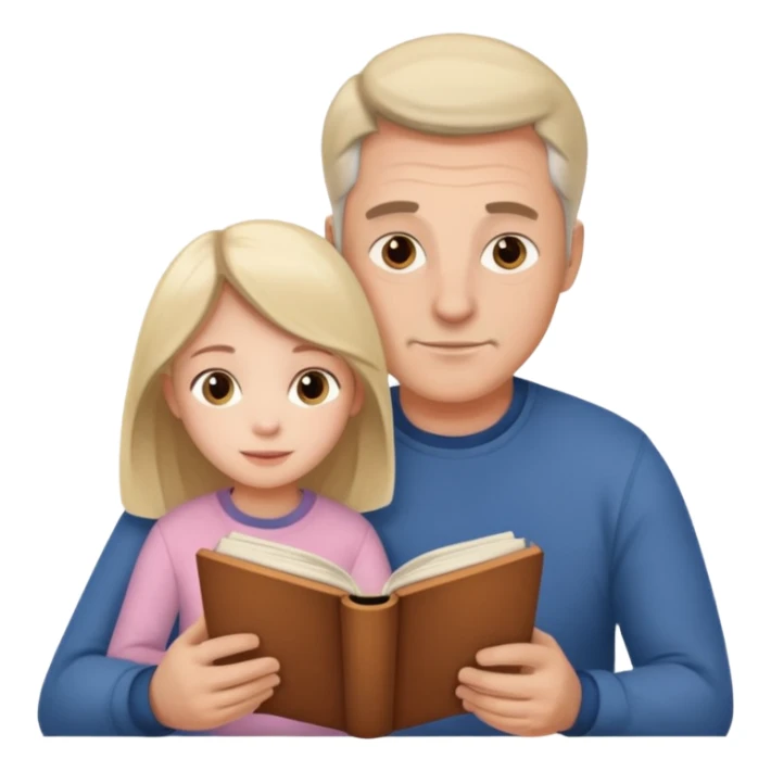 dad and daughter reading a book together, cozy and sweet sticker
