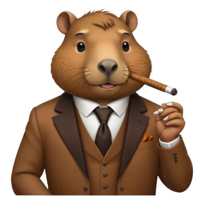 Capibara con un puro de tabaco y un traje elegante  sticker