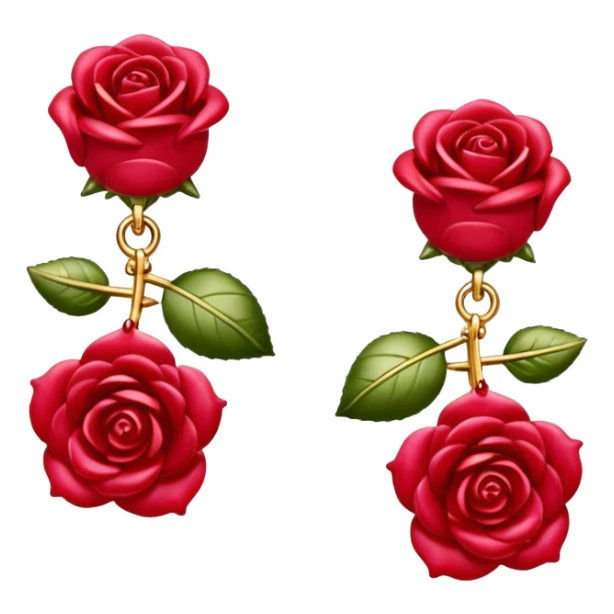 Hyper Realistic isolated, detailed, gold Dolce and Gabbana gold earrings with ruby gemstone roses sticker