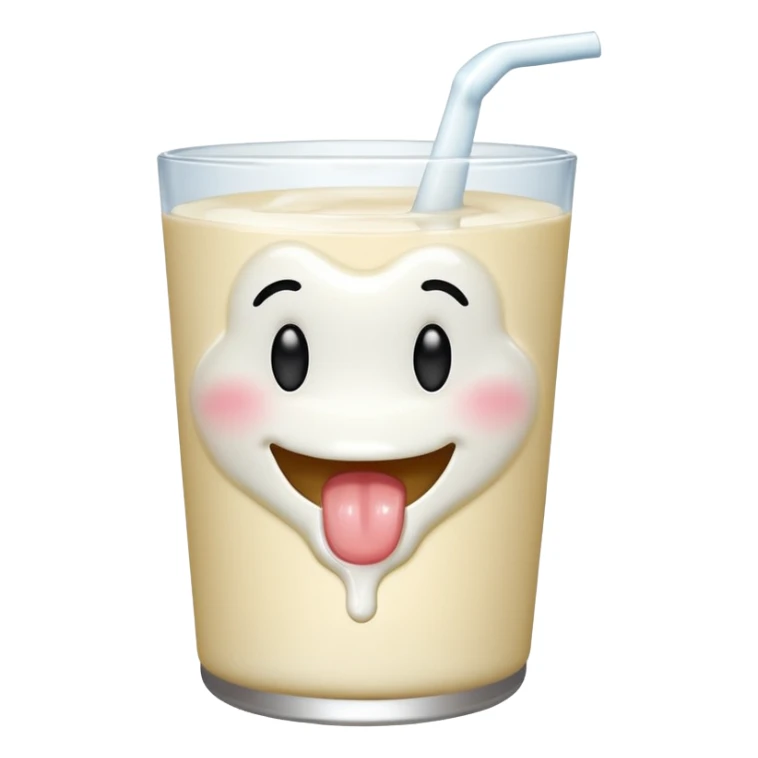 Smiley drooling emoji with milk in mouth sticker