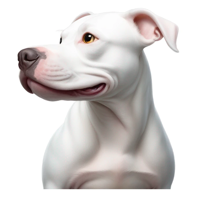 White pitbull riding on top of a white beluga whale sticker