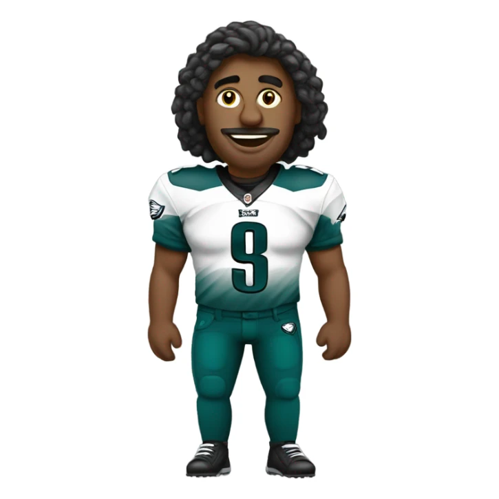 Eagles football fanatic wearing a shirt that says Amigos sticker