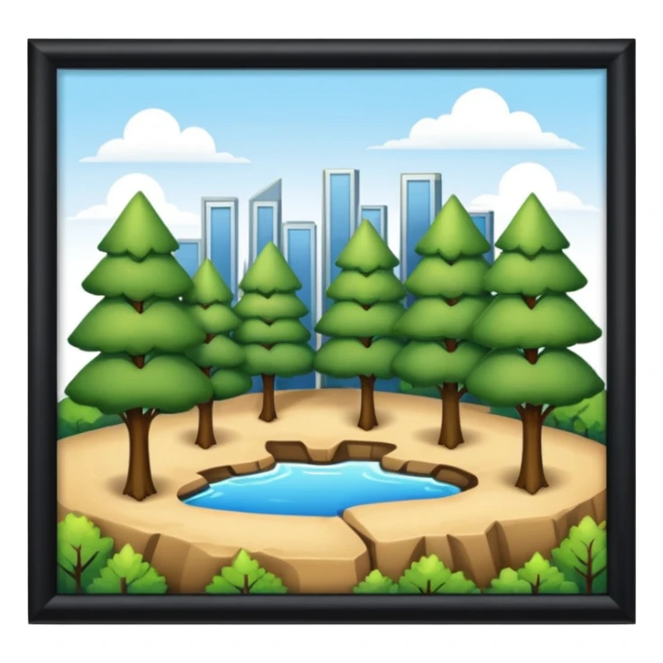 a piece of land with trees and buildings sticker