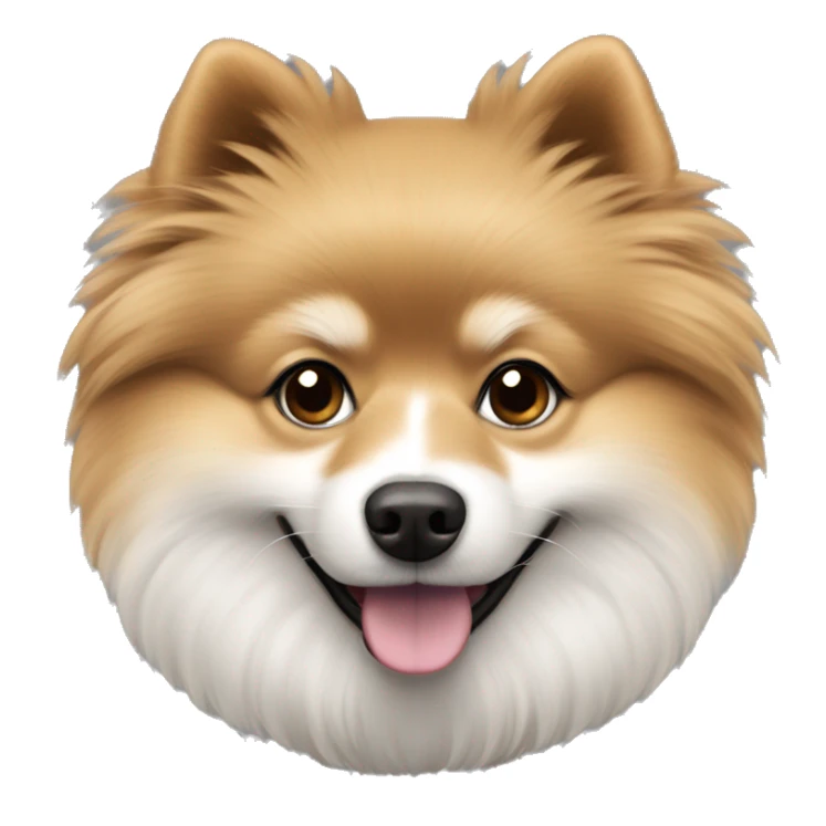 less fluffy pomeranian-spitz mix light brown and white with gray ears  sticker