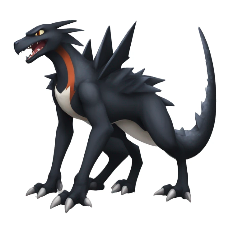 Black Cool Edgy Nargacuga-Garchomp-Houndoom-Sergal Fakémon with Edgy markings,  full body sticker