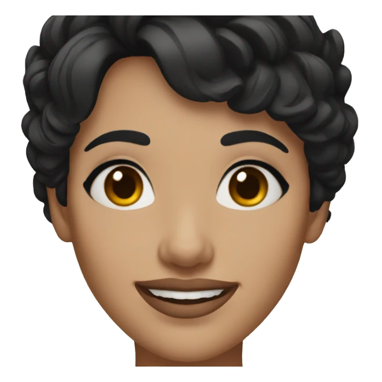 woman with makeup and short black hair smiling sticker