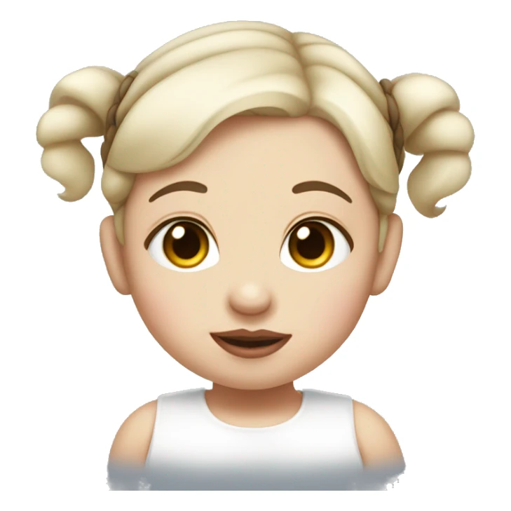 Brown-eyed, white baby with two dark pigtails and plump lips sticker