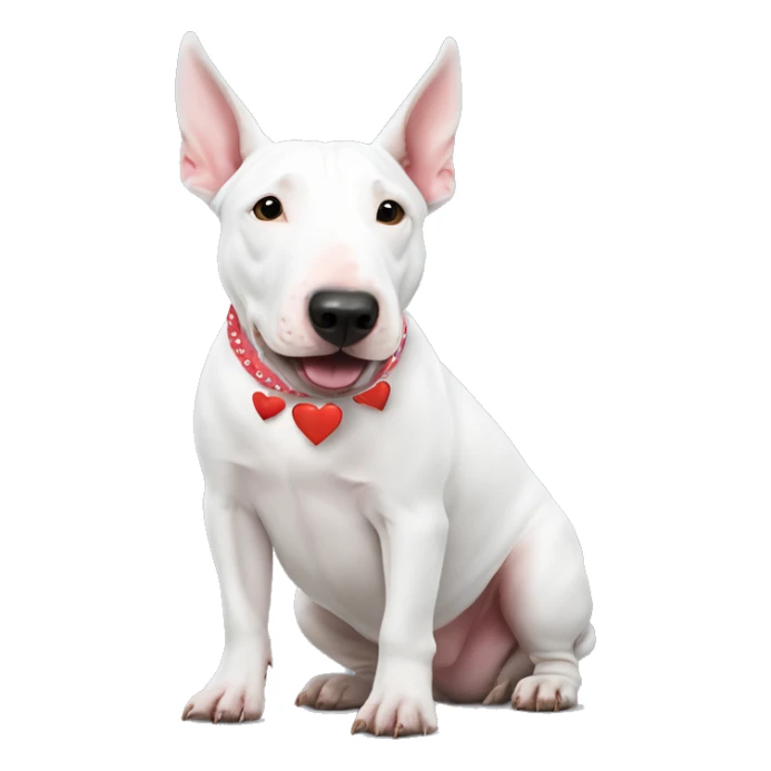 white english bull terrier love hearts going around head sticker