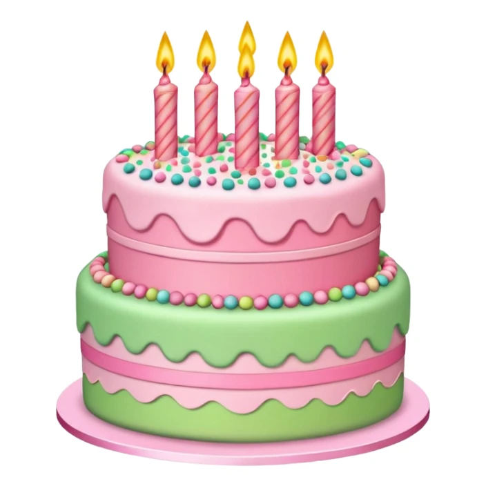 light green and pink birthday cake sticker