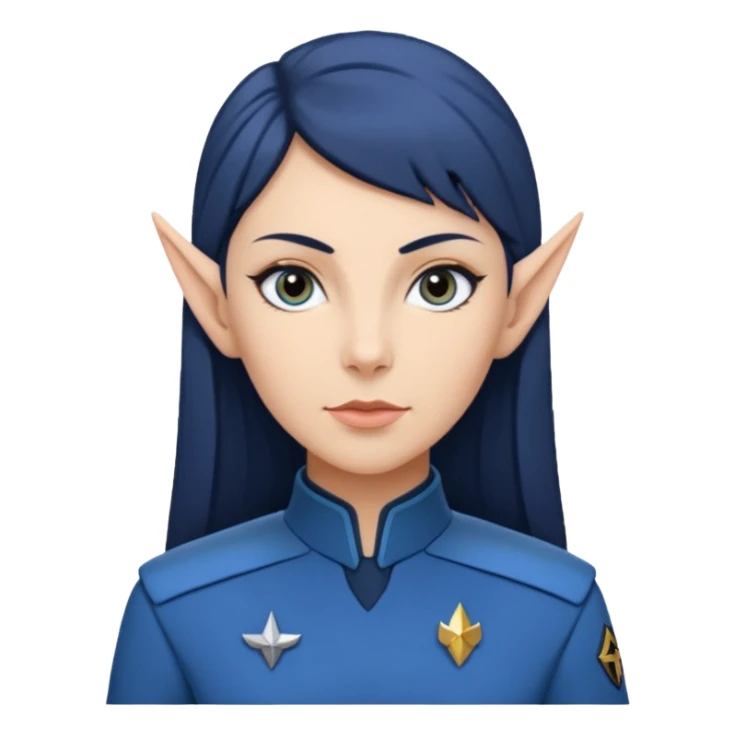 female Vulcan in Starfleet blue uniform (Star Trek) no green face sticker