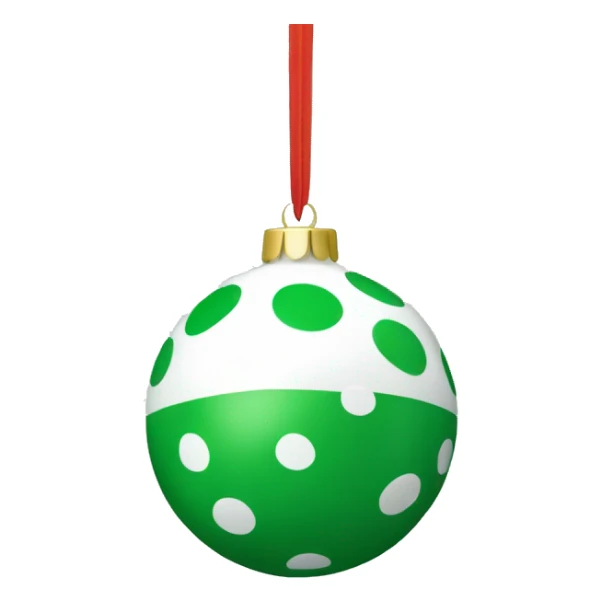 Green and white polka dot ornament sticker