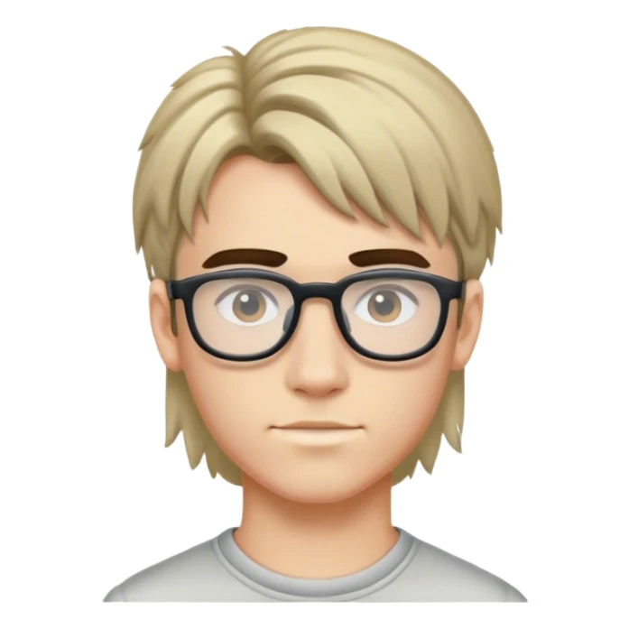 A boy with mullet haircut and glasses and with a eyebrow piercing  sticker