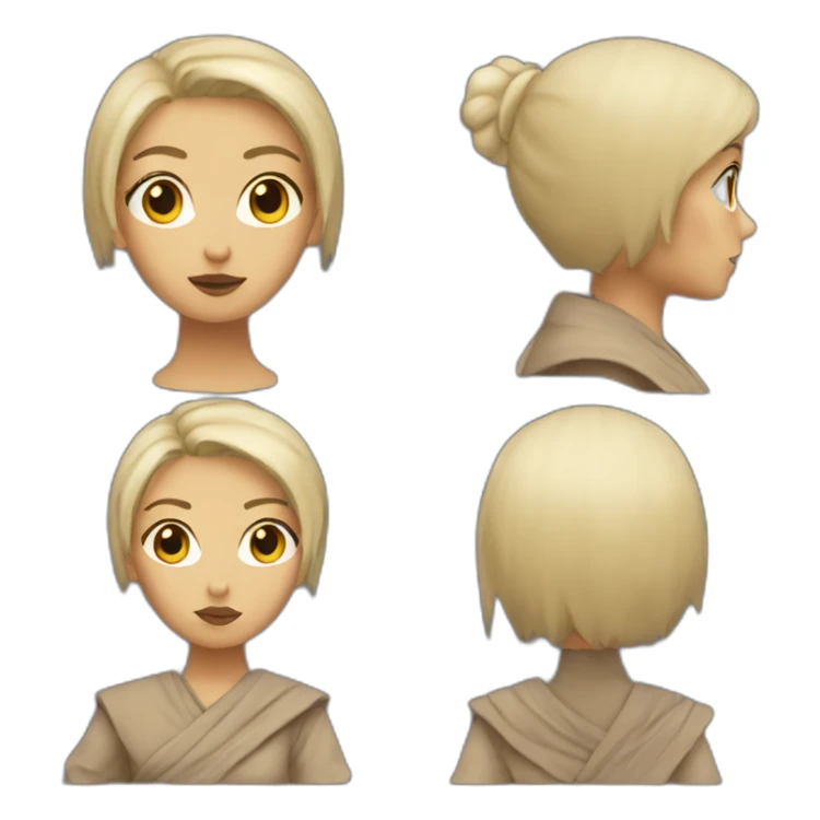 Jedi lady with short blonde hair and dark sand coloured sticker