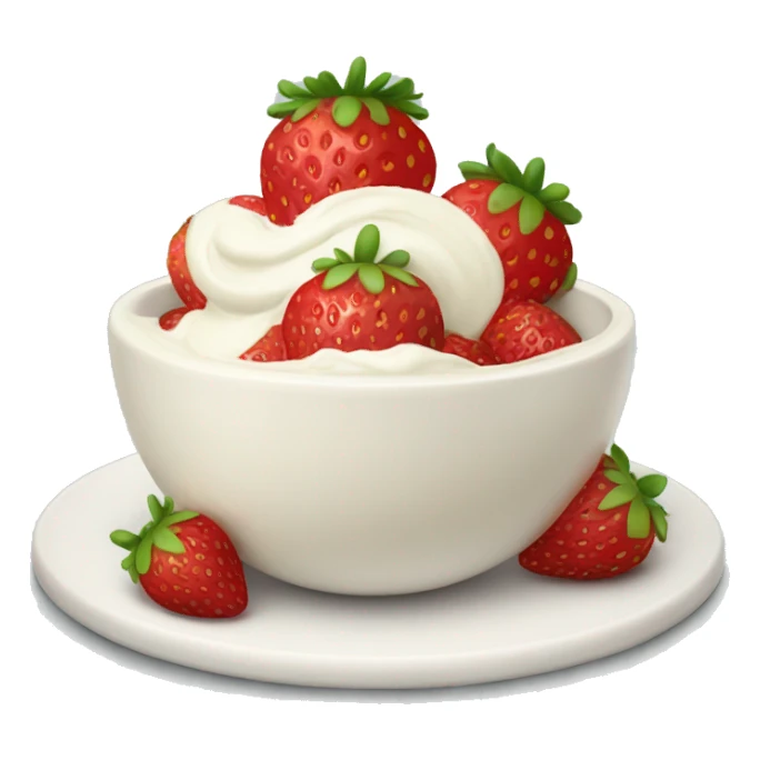 Strawberries with bowl of cream sticker