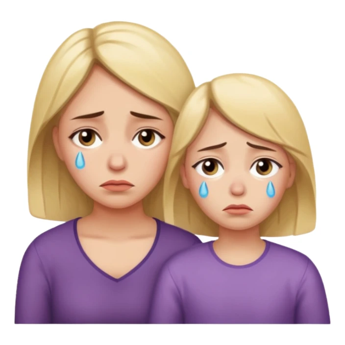 sad family (mom and daughter) sticker
