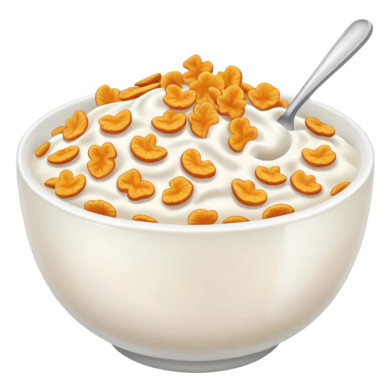a bowl of cereal with milk with no spoon sticker