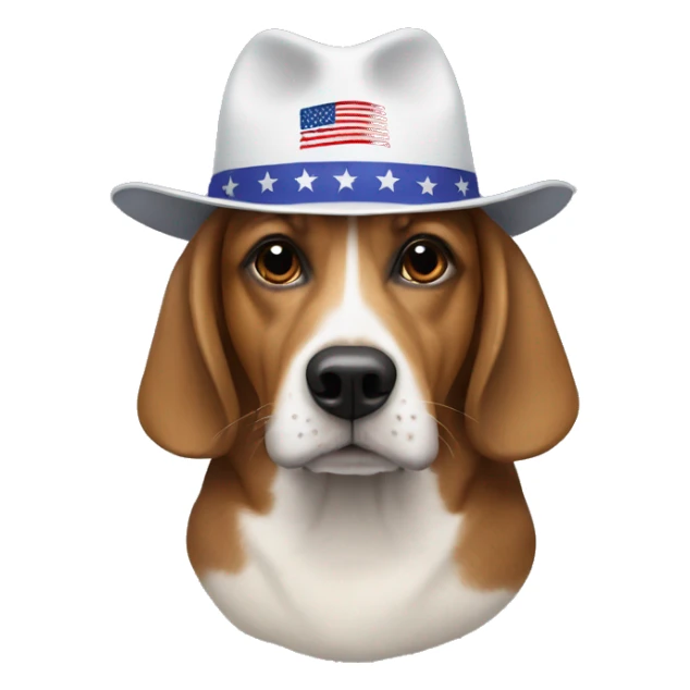 Dog wearing a Kamala Harris hat sticker