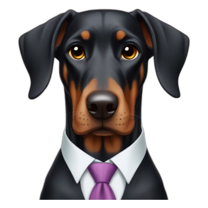 Cute doberdore face (floppy ears), in a suit and tie sticker